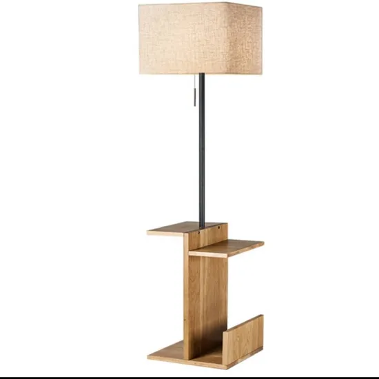 Solid Wood Magazine Minimalist Home Living Storage Lambader Wooden Floor Lamp