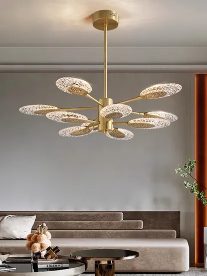 All Copper Light Luxury Living Room Chandelier Postmodern Simple Creative Personality Lamps