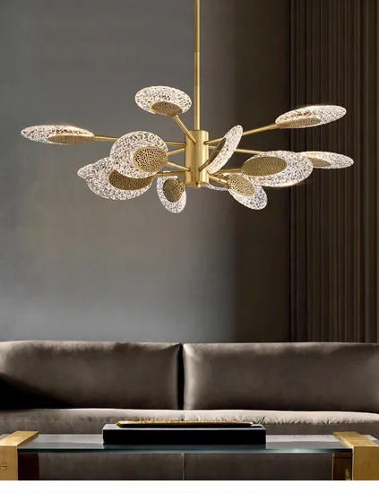 All Copper Light Luxury Living Room Chandelier Postmodern Simple Creative Personality Lamps