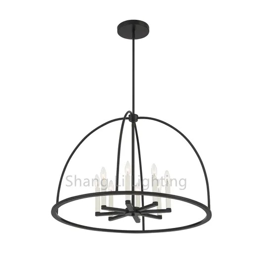 American Retro Industrial Style Cafe Restaurant Living Room Club Hall Aisle Hall Large Wrought Iron Ball Candle Chandelier 8 Light Chandelier