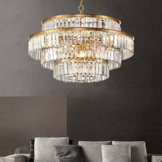 Modern Luxury Living Room Light Hotel Villa LED Lamp Large Round Ceiling Mounted Lighting Pendant Lights Crystal Chandelier