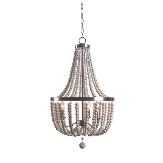 Simig Lighting Simple Wood Clay Beaded Chandelier Rustic Vintage Wooden Bead Chandelier Lighting