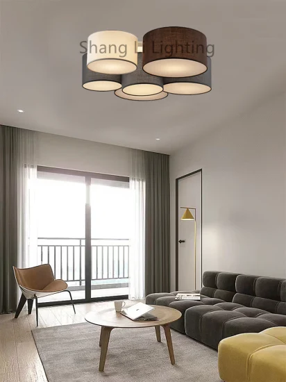 Nordic Ceiling Lamp Lamps Fabric Chandelier Round American Modern Minimalist Creative Lighting Ceiling Lamp