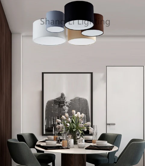 Nordic Ceiling Lamp Lamps Living Room Bedroom Study Dining Room Fabric Chandelier Round American Modern Minimalist Creative Lighting Ceiling Lamp