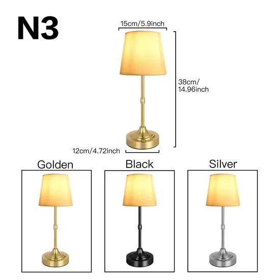 Bedroom Table Lamp, Three-Way Dimmable Touch Lamp, Small Bedside Lamp for Nightstand, Living Room, Office (LED Bulb Included)