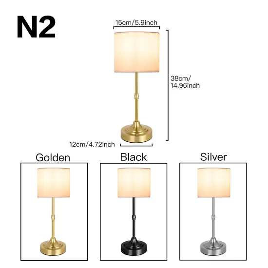 Bedroom Table Lamp, Three-Way Dimmable Touch Lamp, Small Bedside Lamp for Nightstand, Living Room, Office (LED Bulb Included)