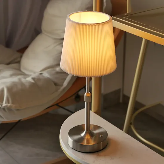 Fabric Metal Table Lamp with Telescopic Pole