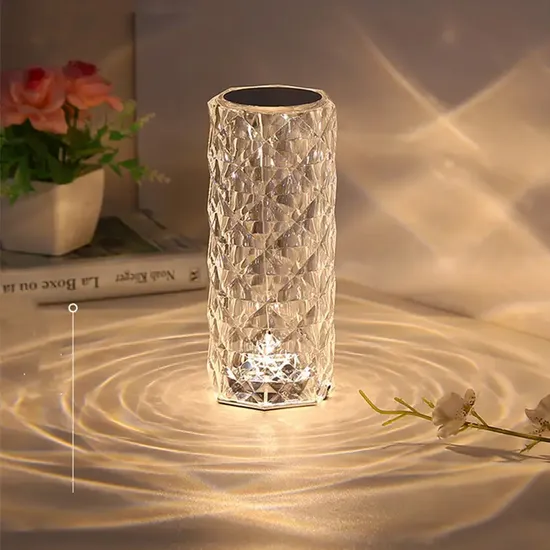 Hot Sale Indoor Dimmable Remote Control Acrylic LED Crystal Touch Control Rose Table Lamp