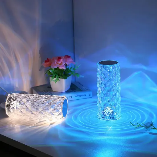 Hot Sale LED Romantic Rose Light Indoor Decorative Room Restaurant Touch Portable Acrylic Crystal Decoration Night Lights Bedside Rechargeable LED Table Lamp