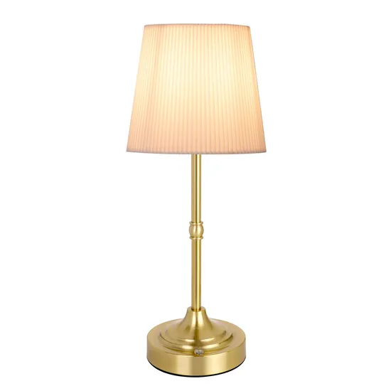 Luxurious Gold Rechargeable Battery Fabric Metal Table Light for Light Industry Daily Use