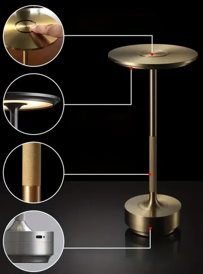 Modern Nordic Luxury Restaurant Cordless Battery Multifunctional Portable LED Table Lamp