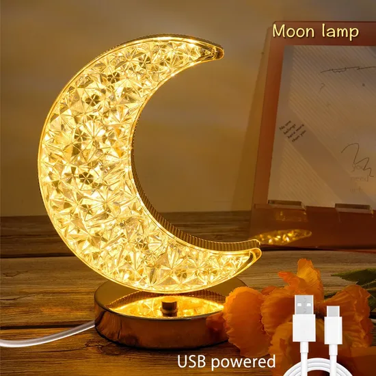 Moon and Star Rechargeable Night Light Lamp for Home Decor