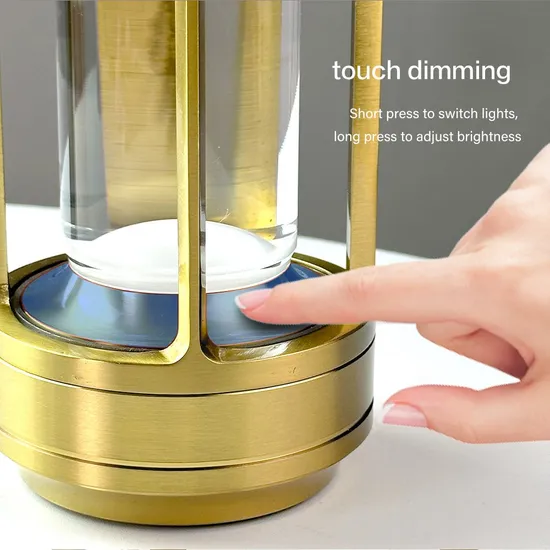 New Restaurant Luxury Cordless Rechargeable Aluminum Touch Table Lamp for Hotel Restaurant