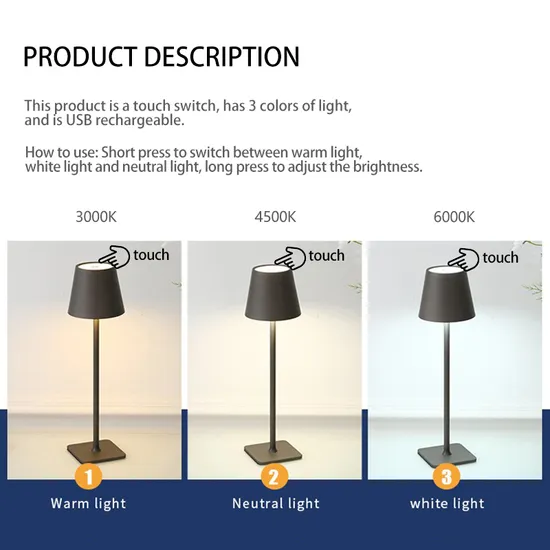 Night Light Bedroom Cordless Table Lamp Rechargeable Touch LED Luxury Table Lamp