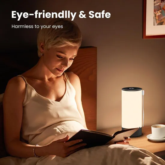 Rechargeable Table Lamp Dimmable Lamps for Bedroom with USB Charging Port