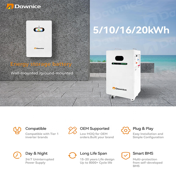 10Kwh Powerwall Household Wall Mounted Battery 15Kwh 20Kwh Home Energy Storage Lifepo4 Lithium Ion Phosphate Battery