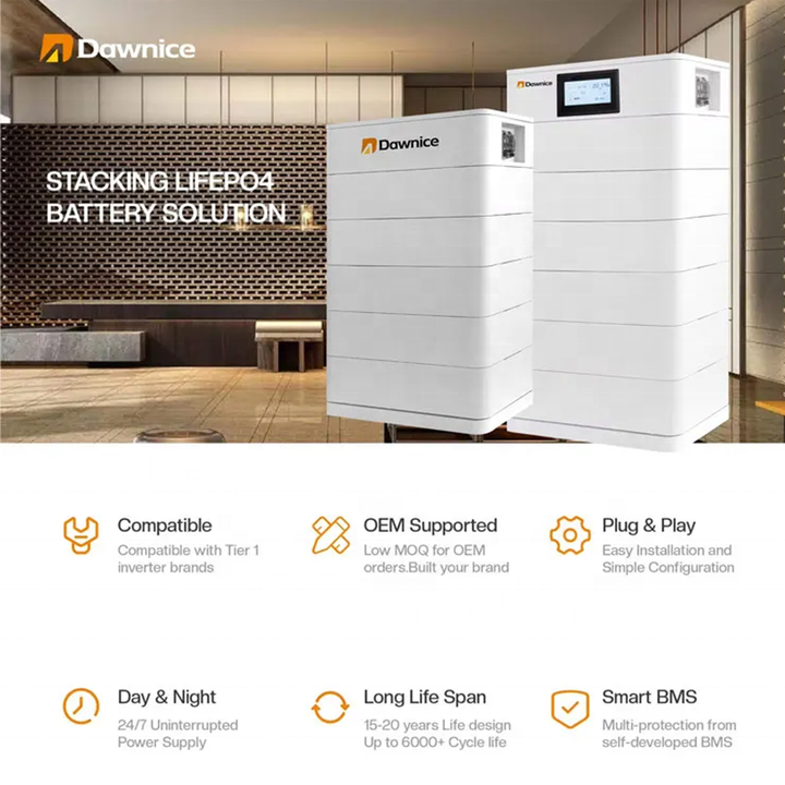 10kwh 15kwh 20kwh 30kwh Stackable Lithium Lifepo4 Batteries Home Lifepo4 Pack Home Battery Storage System For Sale