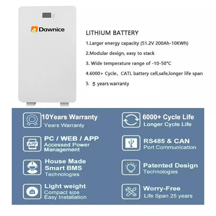 10kwh 15kwh 20kwh 48v 50ah 100ah 200ah Power wall Lifepo4 Battery for Home Energy Storage