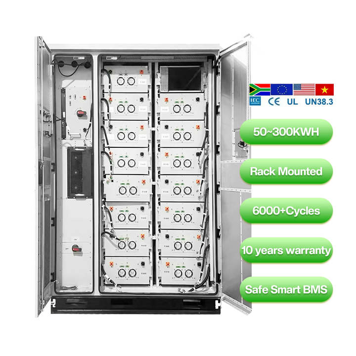 215kWh Lithium Ion Battery solar system with battery backup Industrial Commercial Energy Storage Cabinet