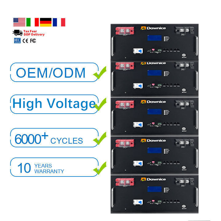 40KWH 50KWH  Hv Rack Mounted lifepo4 Lithium Battery 8000 Cycle Life Home Solar Server Rack China Bulk Supplier