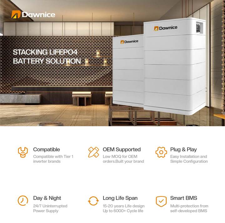 48V 5Kwh 10Kwh 20Kwh 30Kwh 40Kwh Solar Inverter Battery 51.2V Stackable LiFePO4 Energy Storage Battery