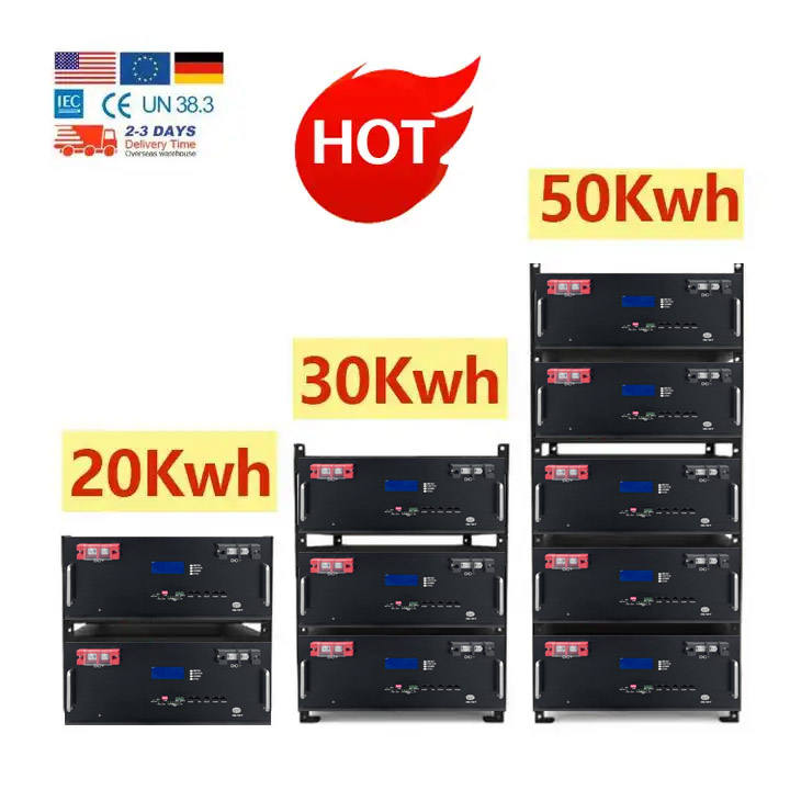 48V 96V 192v 384v 512v 50ah 100ah 200ah high voltage lithium battery liFePO4 battery pack rack mounted for ESS solar system Mass Production