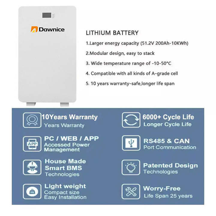 48V LiFePO4 5kwh 10kwh 15kwh 100Ah 200Ah 300Ah wall-mounted home power wall Lithium ion battery storage