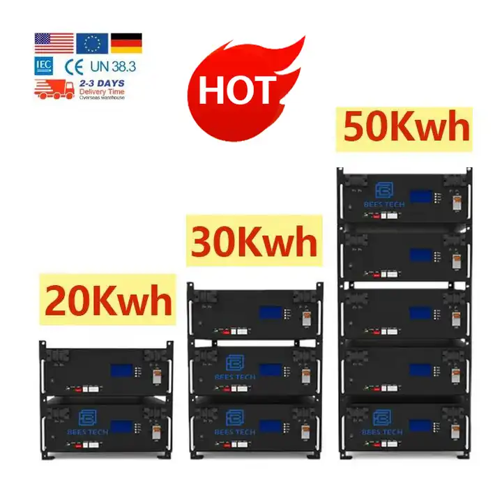 48v 30kw 40kwh 50kw Solar Battery Pack 51.2 Rechargeable Solar Lifepo4 Prismatic Cells Rack Mounted 200ah Lithium Batteries Bms