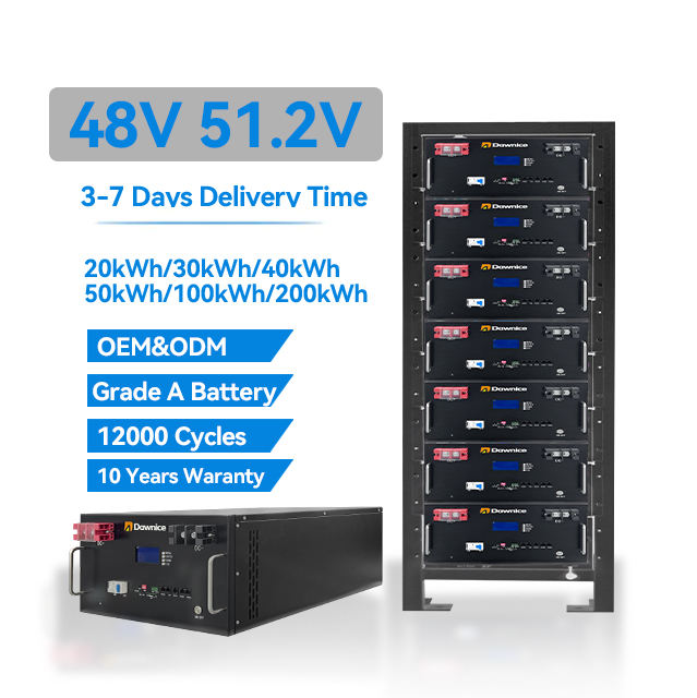 48v 51.2v 20kw 100ah 200ah 300ah 40kwh 50kwh Lifepo4 Power Storage Iron Battery Lithium Ion Rack Mounted Batteries Custom Manufacturing
