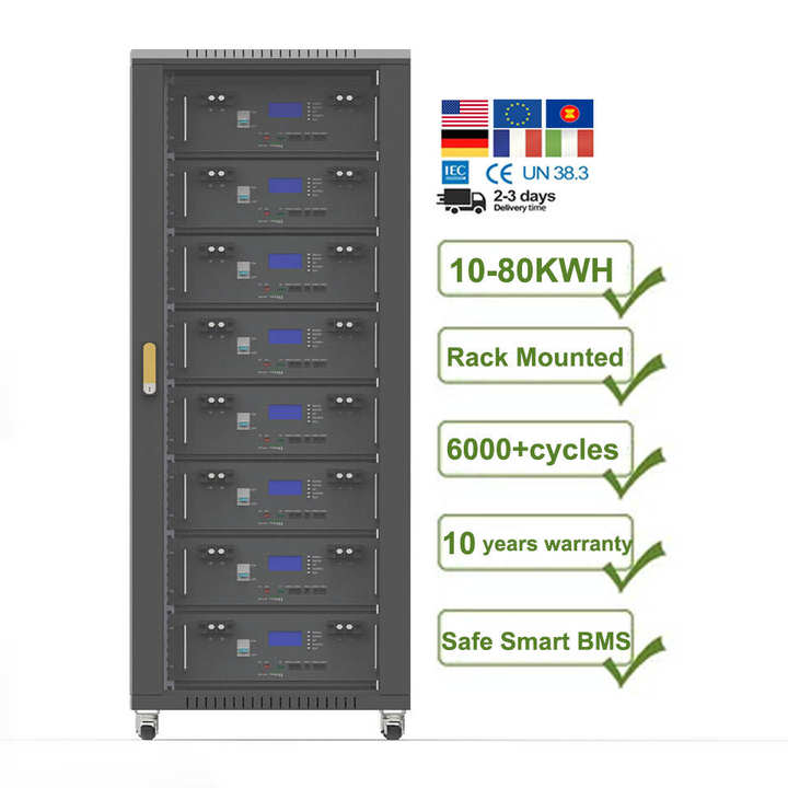 Customized Ess 20kwh Solar Energy Storage System 4.8v 400ah Cell Lifepo4 Storage Lithium Battery Rack Cabinet