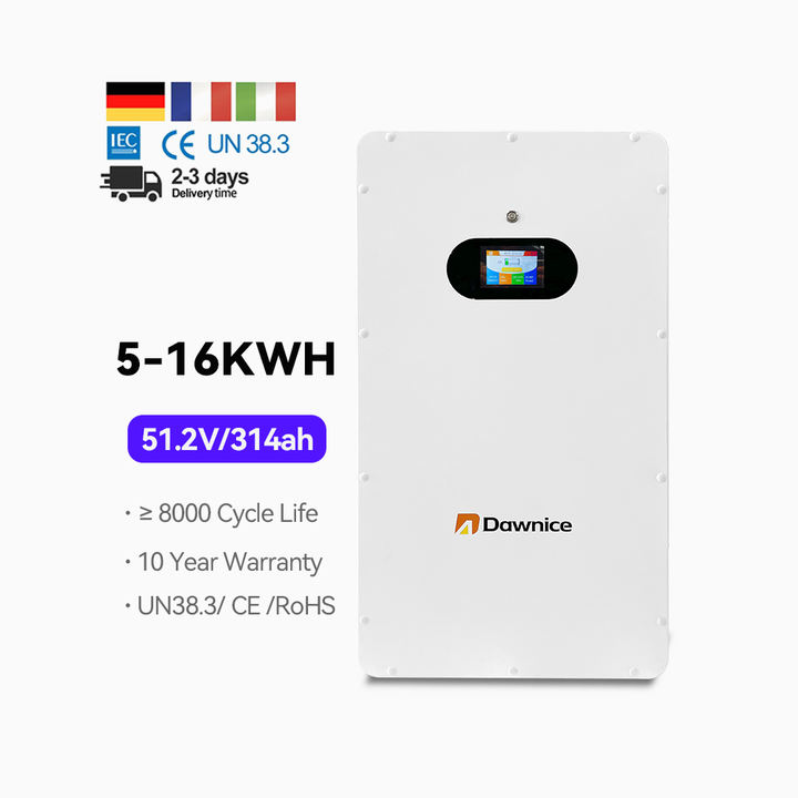 Dawnice 10 Year Life Design 5Kwh 10kwh 15kwh IP54 Power Wall Mounted 48v 51.2v 100ah 200ah Solar Battery Manufacturer and Supplier Solutions