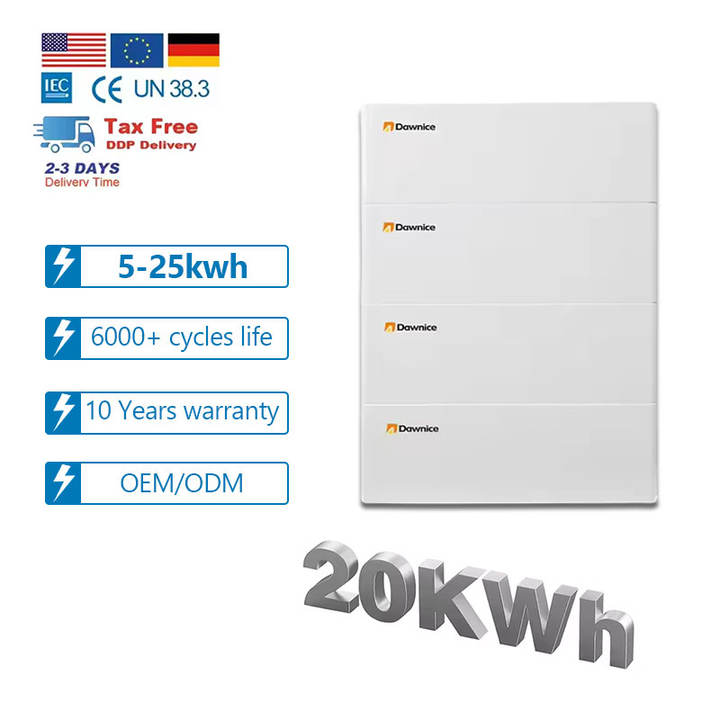 Dawnice 10 kwh stack battery 51.2v 300ah stacked LIFEPO4 Battery 15KW 20kwh Solar Energy Storage Battery