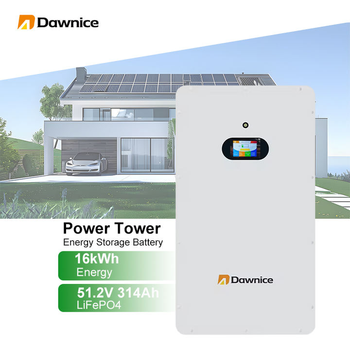 Dawnice 16.076kwh Home Energy Storage Battery Easy-to-Move 51.2v 314ah Lithium Ion BMS Protection Lifepo4 Power Wall Battery