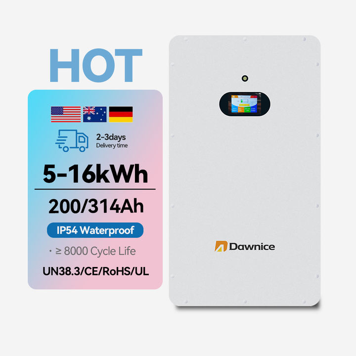Dawnice 200ah 100ah 314ah 51.2v 5kwh 15kwh 10kwh  Lifepo4 Home Energy Batteries Power Wall Mounted Battery Product Sourcing