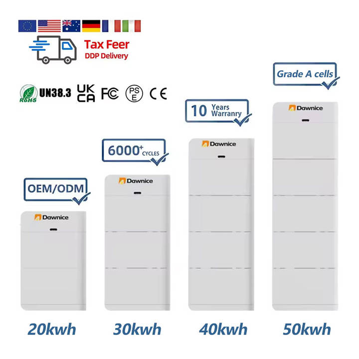 Dawnice 200ah stacked battery 48v family stacked battery LiFePO4 lithium battery home energy storage Manufacturing Firm