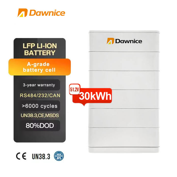 Dawnice 20Kwh 51.2V 400Ah Stacked Lithium Ion Phosphate Battery Solar Battery 48V 300Ah Lifepo4 Battery For Energy Storage Manufacturing Solutions