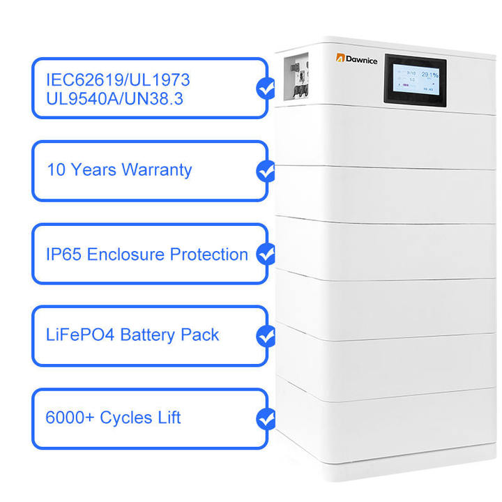 Dawnice 30kwH 60KWH 80KW 100KWH Lithium Battery Stacked Battery Solar Energy Storage High Voltage Battery