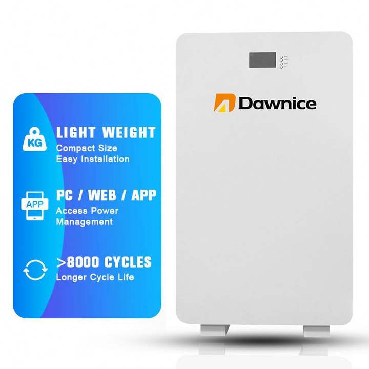 Dawnice 48V 200AH Wall Mounted 51.2v LiFePO4 home 10KWh solar energy storage system battery