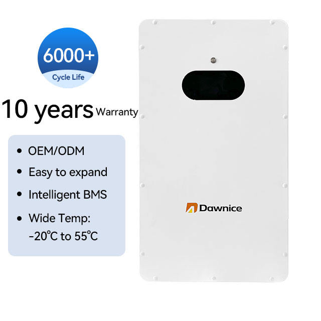 Dawnice 48V 51.2V 100AH 5kwh Wall Mounted 5kw Solar Battery Backup System 200AH 10kwh Power Wall LiFePO4 Battery Industrial Exporter Custom Solutions