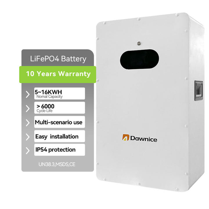 Dawnice 48V Lifepo4 Wall-Mounted Home 100Ah 300Ah 200Ah Battery Pack Lifepo4 15Kwh 5Kwh 10Kw Power Wall Industrial Bulk Supply