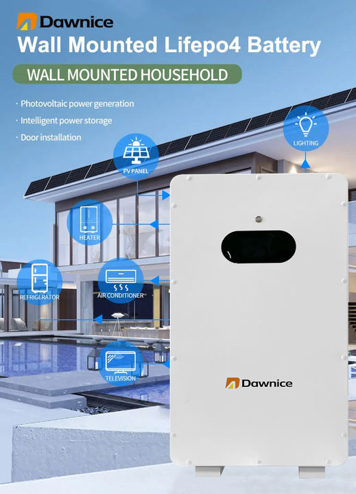 Dawnice 48V Lifepo4 Wall-Mounted Home 100Ah 300Ah 200Ah Battery Pack Lifepo4 15Kwh 5Kwh 10Kw Power Wall Industrial Bulk Supply