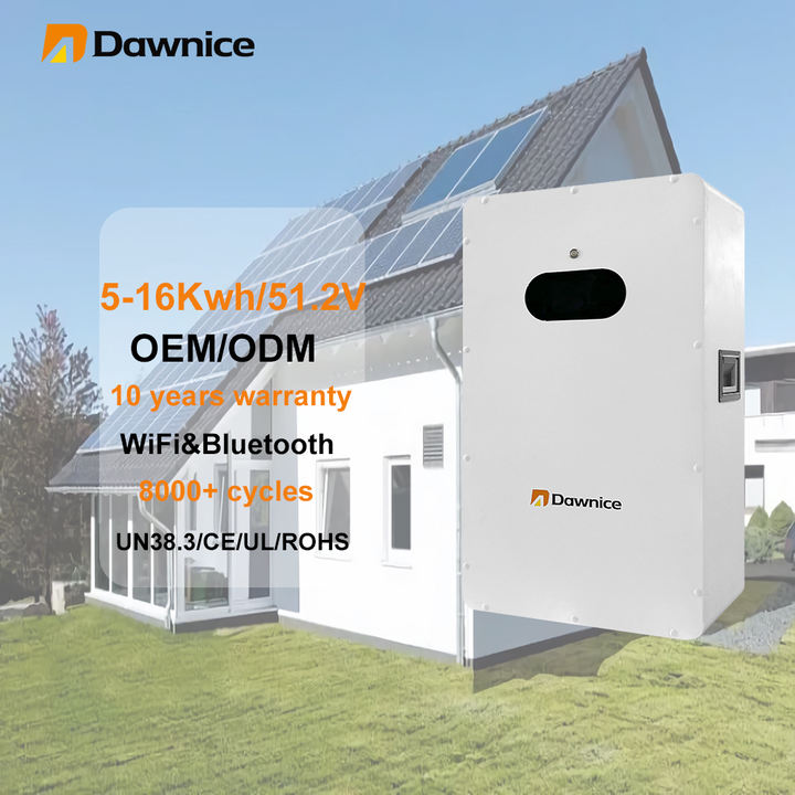 Dawnice 48v Waterproof ip54 Lifepo4 Power Wall Mounted Home 5 kwh 10 kwh 15 kwh lithium ion Energy Storage battery 48v 200ah Large Volume Factory