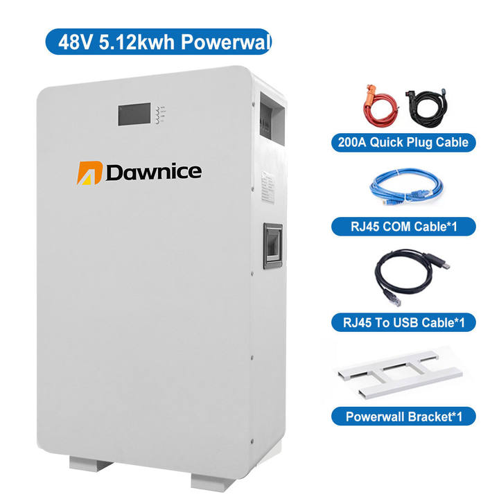 Dawnice 5 Kwh 10kwh Wall-Mounted 48V Lifepo4 100Ah 200Ah Lithium Battery Pack for Solar Energy System