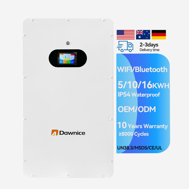 Dawnice 5 kw 10 kw 15 kw 10 kwh 5 kwh 51.2v 100ah 200ah 314ah Lithium Lifepo4 Battery Power Wall With Bms Solar System Factory Wholesale Trade