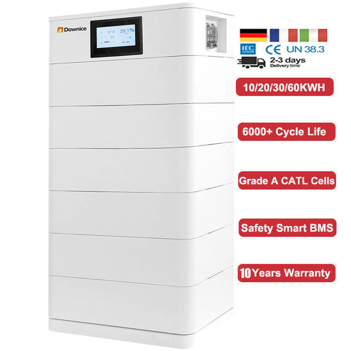 Dawnice 51.2V 10Kwh 20Kwh Lithium Lifepo4 Battery On Off Grid Home Energy Storage Stacked Battery Manufacturing Plant