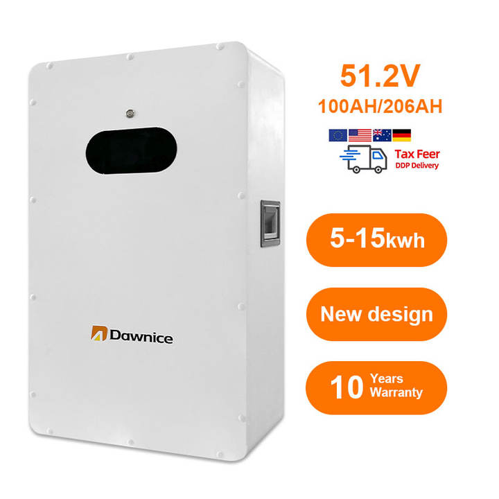 Dawnice 51.2v 5kwh 100ah power wall mounted home energy storage system lfp 48v lifepo4 battery