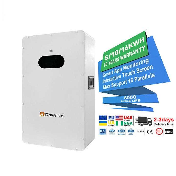Dawnice 51.2v Lifepo4 Battery 200Ah 300Ah 5kwh 10kwh 15kwh 16kw Easy to move Solar Lithium Ion Battery Wholesale Trade Supplier Innovation