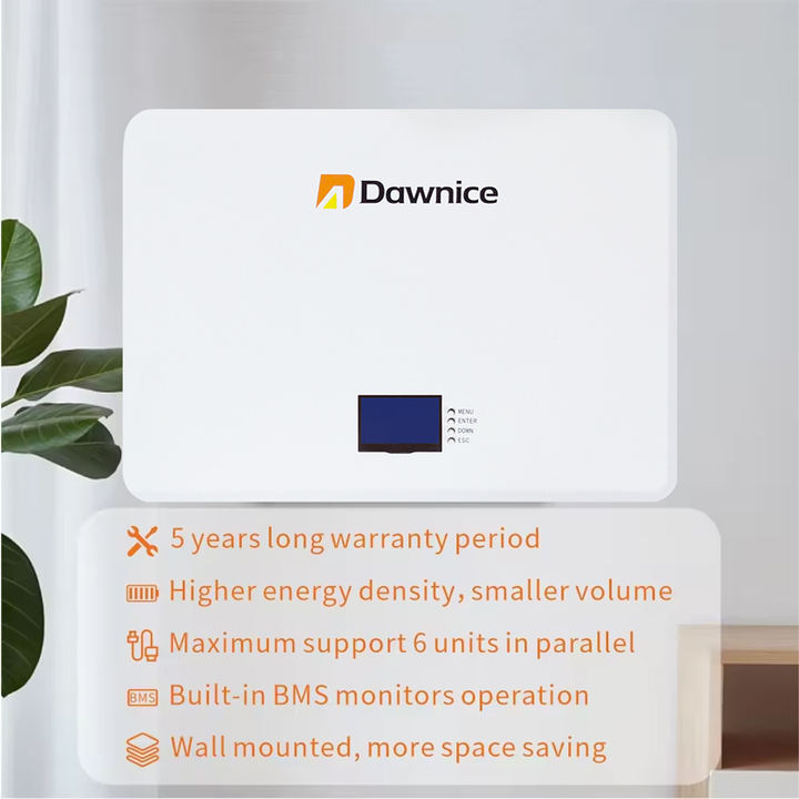 Dawnice 5kw 10kw battery 24v 48v solar energy 50ah 100ah 200ah 205ah lithium wall battery lifepo4 pack 24 volt power wall Affordable Wholesale Services