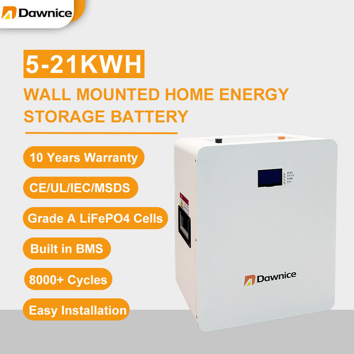 Dawnice 5kwh 8kwh Lifepo4 Battery 24V 200Ah 300ah Rechargeable Battery Solar System Lithium Power Wall Energy Storage Battery