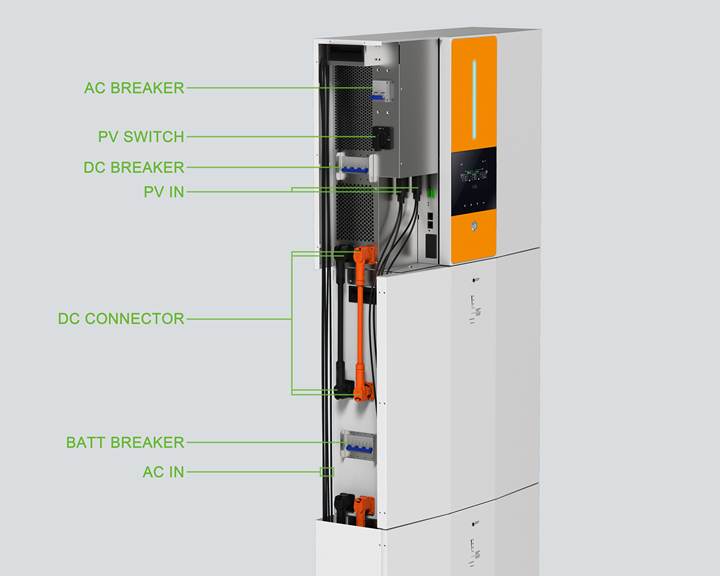 Dawnice All In One 6Kw 10Kw Solar Inverter With 20Kwh 10Kwh 48V Energy Storage Lithium Ion Battery Scalable Module Solar System